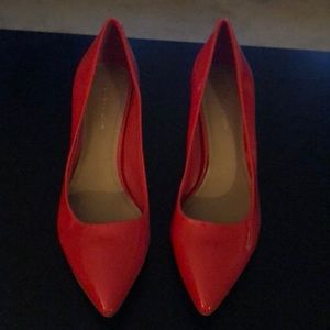Patent Leather bright orange heels